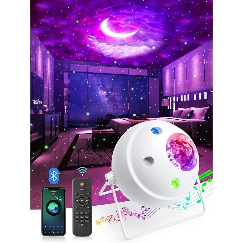 Proyector Star Sky, giratorio 360° + 40 modos de luz, luz nocturna para niños, proyector de galaxia de música Bluetooth para fiestas, proyector de planetario con control remoto, luz de noche LED para bebé en el techo