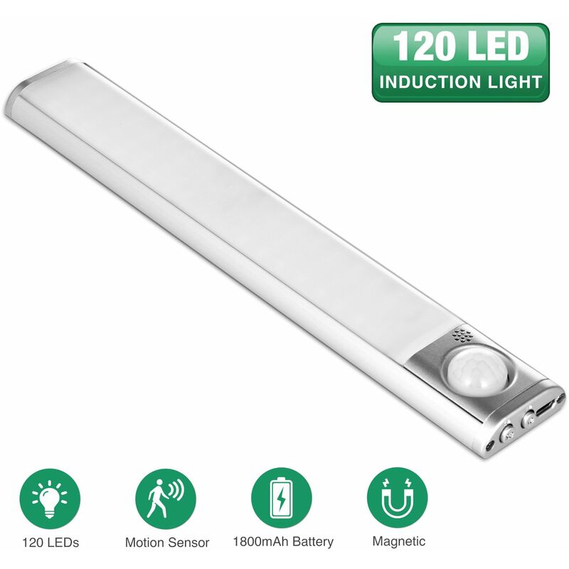 120LED30cm Luces ultrafinas regulables debajo del gabinete, Brillo regulable con tira LED de cocina de 3 colores 3000K / 4000K / 6500K 10-180LM Luz nocturna para escalera de gabinete, dormitorio, cocina, oficina, escalera, garaje, cajón, rescate con lámpara de mano