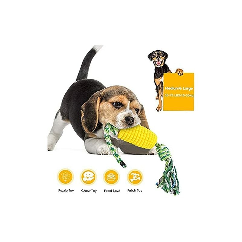 Juguetes para perros de raza mediana Juguetes interactivos Juguetes de entrenamiento de goma duradera Juguetes para masticar duros Juguetes para perros Dispensación de golosinas (maíz)