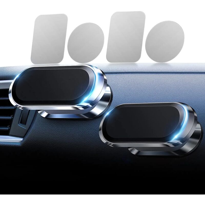 Soporte magnético para teléfono de coche de 2 piezas, soporte para teléfono móvil ajustable de 360° con superimán, soporte antideslizante para teléfono inteligente para coche universal (negro y platea