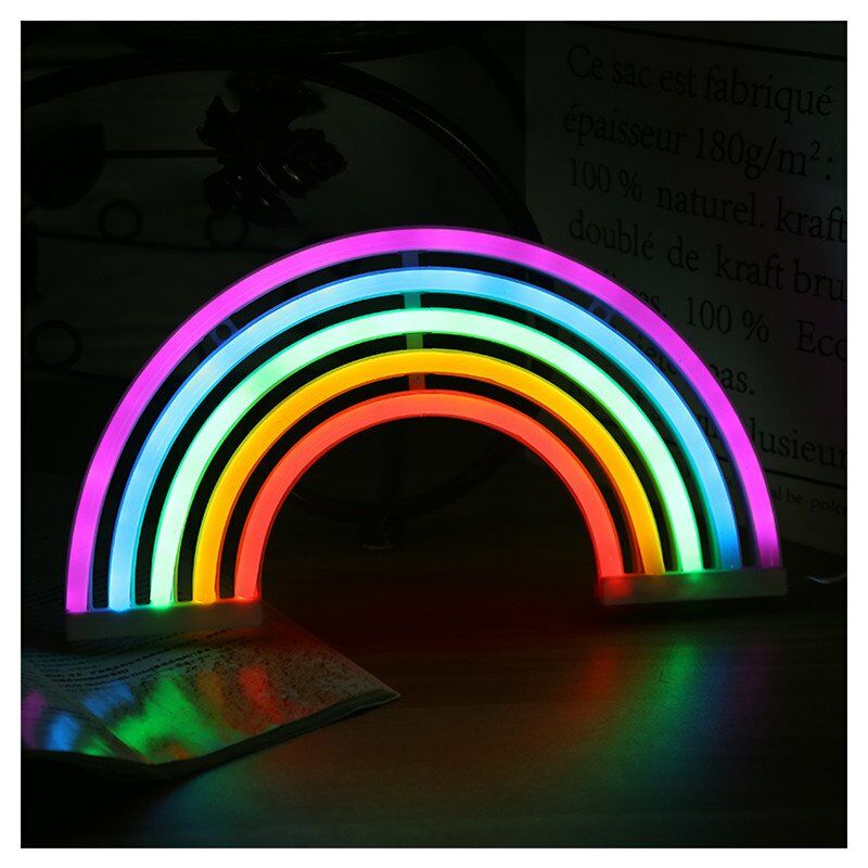 Rainbow Night Light para niños Regalo de Navidad LED Rainbow Neon Signs Lámpara para decoración de pared, decoración de dormitorio, accesorios para el hogar, fiesta, decoración de vacaciones