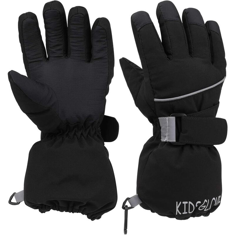 Guantes de esquí para niños, guantes de esquí para niños y niñas, cálidos guantes de invierno, resistentes al viento, transpirables, para snowboard, ciclismo, equitación, patinaje, niños y niñas de 8 a 10 años