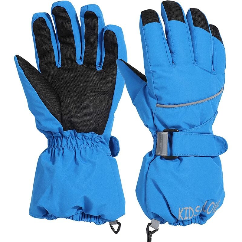 Guantes de esquí para niños, guantes de esquí para niños y niñas, cálidos guantes de invierno, resistentes al viento, transpirables, para snowboard, ciclismo, equitación, patinaje, niños y niñas de 8 a 10 años