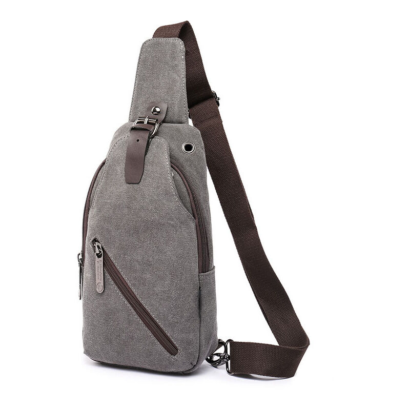 Bolso de pecho Bolso de hombro de lona Bolso de mensajero unisex Hombres Mujeres Bolso bandolera Bolso bandolera grande Bolso deportivo Ciclismo Camping Montar Viajes(Gris）