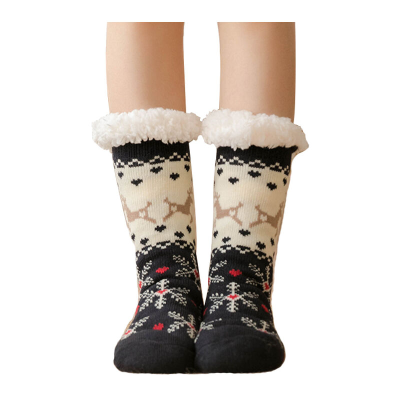 Bonitos calcetines antideslizantes para mujer, calcetines de invierno para mujer, regalo de invierno, calcetines de Navidad, calcetines de cabaña de invierno, regalo, calcetines de Navidad esponjosos, 1 par