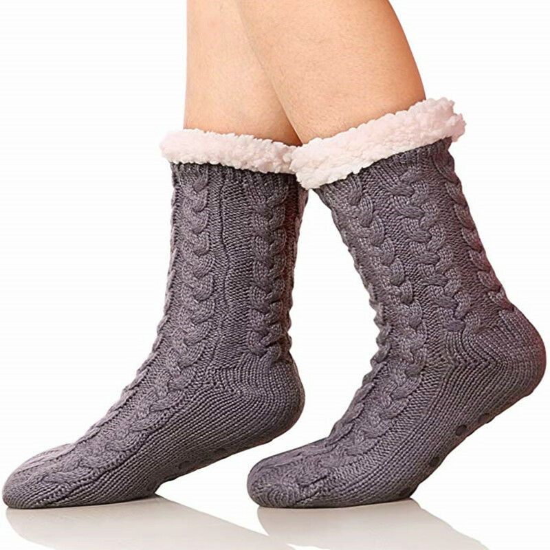 Bonitos calcetines antideslizantes para mujer, calcetines de invierno para mujer, regalo de invierno, calcetines de Navidad, calcetines de cabaña de invierno, regalo, calcetines de Navidad esponjosos, 1 par