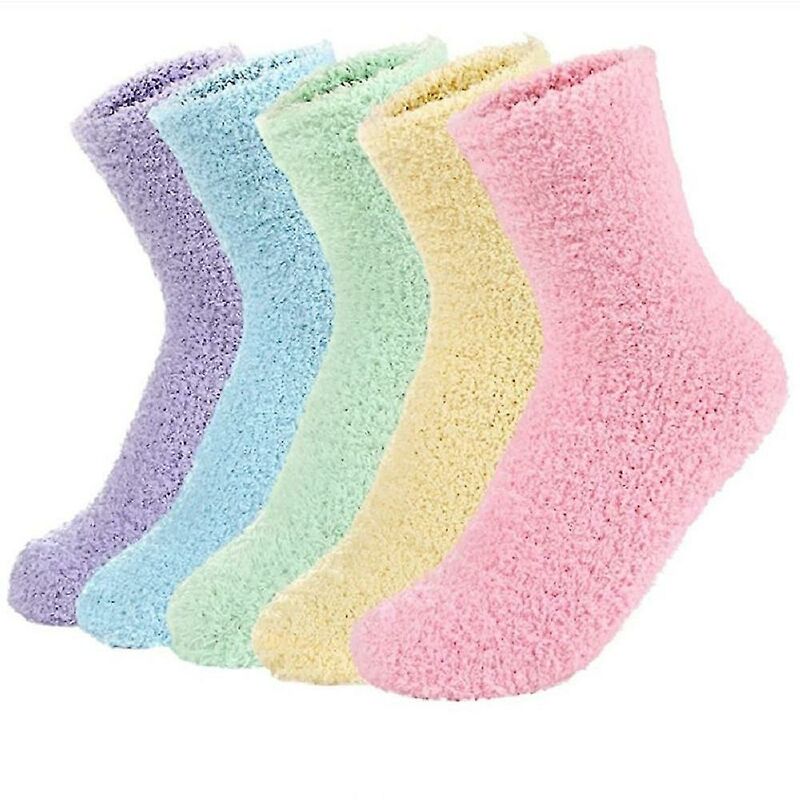 Kartokner - 10 pares de calcetines peludos para mujer, calcetines cálidos para pantuflas, calcetines esponjosos de invierno, calcetines acogedores y peludos, calcetines atléticos de forro polar, calcetines bonitos (multicolor 7)