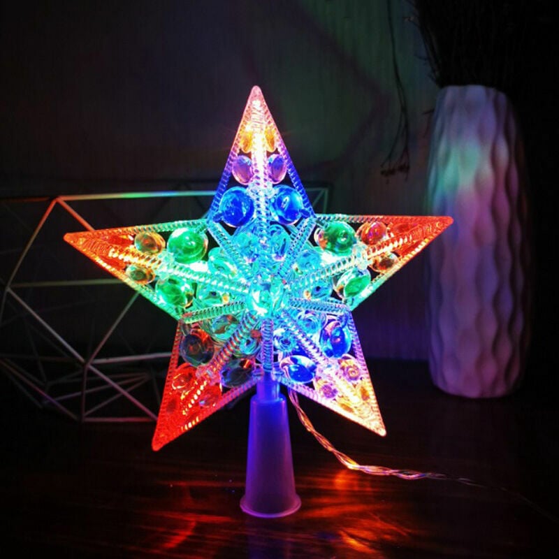 Estrella de árbol de Navidad, estrella de árbol de Navidad LED, estrella de árbol de Navidad, estrella de árbol de Navidad multicolor para decoración de árbol de Navidad, Navidad, Halloween (color)