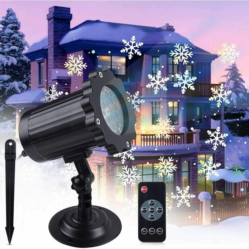 1 lámpara de proyector LED de Navidad, luz de proyección de efecto copo de nieve impermeable, decoración de iluminación interior y exterior de Navidad con control remoto, Navidad, vacaciones, bodas