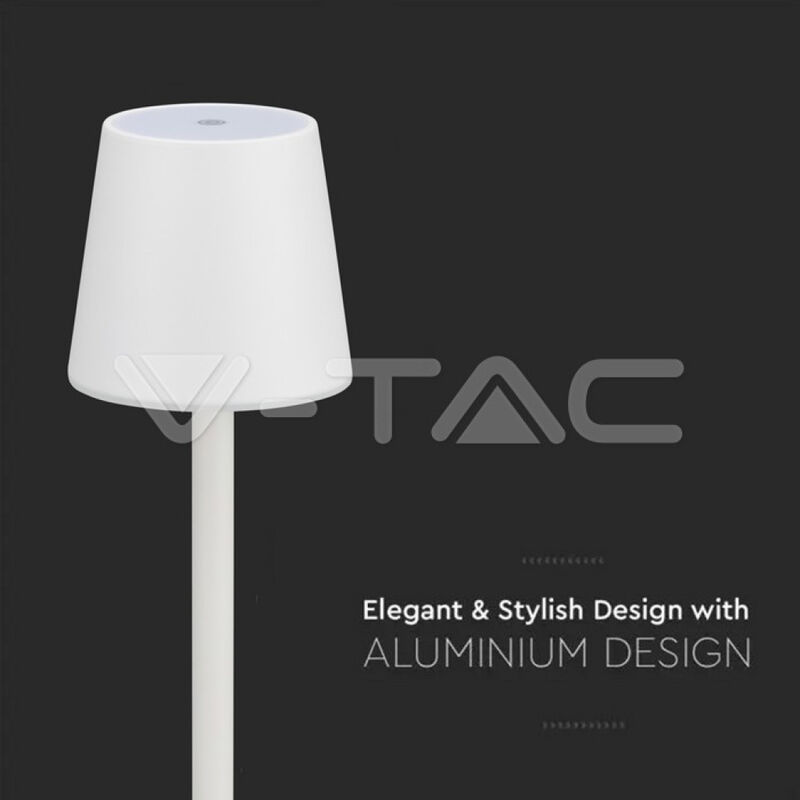 V-TAC LED-Tischlampe, 3 W, wiederaufladbar, schwarz, USB C Touch, dimmbar,  3000 K, Restaurant-Tischleuchte