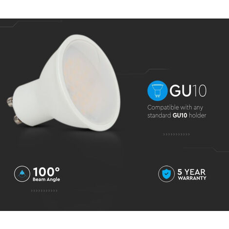 V-TAC VT-2333 Faretto LED GU10 2,9W 100° Copertura satinata Bianco naturale - 4000K