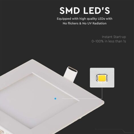 V-TAC LED Einbaustrahler Quadrat – 2W, Weiß, Für Außenbereich Und Garten