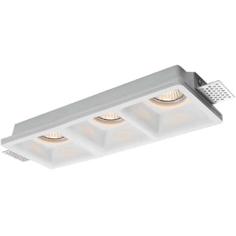 V-TAC Rechteckiger Dreifach-LED-Einbaustrahlerhalter 3GU10 Weißer Gipskörper