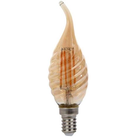 V-TAC E14 4W LED-Kerzenlampe, gedrehtes Flammenfilament, Bernstein, Warmweiß