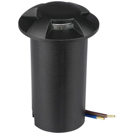 V-TAC 1W LED-Zylinder-Einbau-Stufenleuchte mit 4 Lichtstrahlen, Schwarz, 12V, Warmweiß, IP67