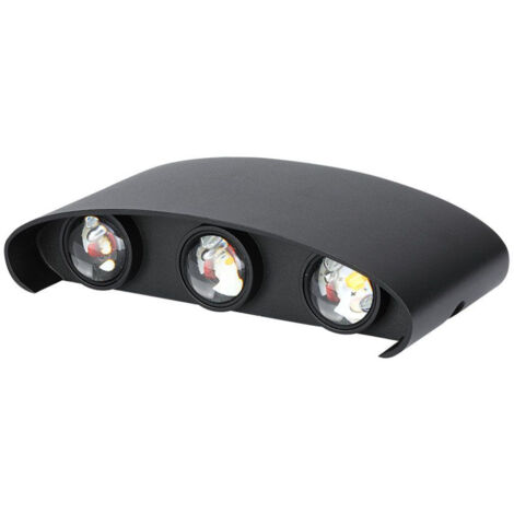 V-TAC 6W LED Wandleuchte Doppelstrahl Schwarz Gehäuse Warmweiß IP65