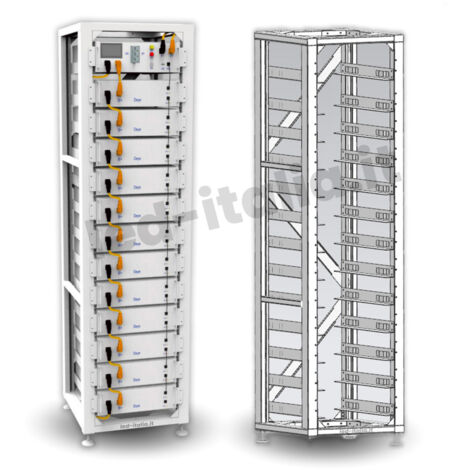 50kW Photovoltaik-KIT mit dreiphasigem Hybrid-Wechselrichter 50kW IP20 und 12 LiFePO4-Speicherbatterien 61,44 kWh