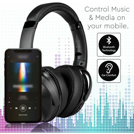 V-TAC Kabellose Bluetooth-Kopfhörer mit drehbarem Kopf, 500 mAh, Farbe Schwarz, mit Etui (1/5)