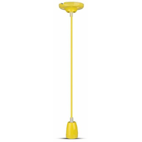 V-TAC VT-7998 Hängeleuchter 1 m E27 aus Porzellan Ф47 mm Seilkabel gelbe Farbe IP20 – SKU 3809