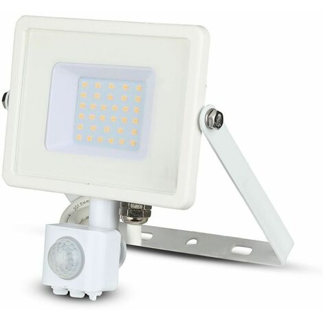 V-TAC 30W Samsung Chip LED Flutlicht mit Bewegungs- und Dämmerungssensor, Warmweiß, IP65 (1/5)