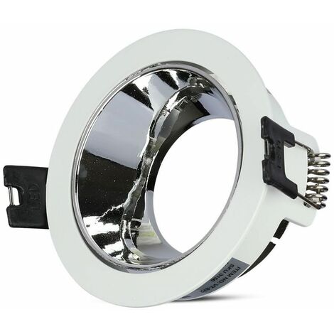 V-TAC Runder GU10 LED-Einbaustrahlerhalter in Weiß mit verstellbarer Chromhalterung