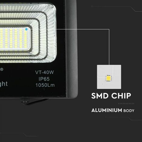 V-TAC LED-Strahler mit Fernbedienung und Solarpanel 16W 6000K