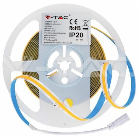 V-TAC LED-Streifen-Set 24V COB 512LEDs/m 5m neutralweiß 4000K CRI90 IP20 + Netzteil - SKU 2680
