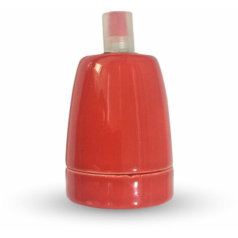 V-TAC Lampenfassung für E27-Glühbirnen (max. 60 W), Porzellanserie, Farbe Rot