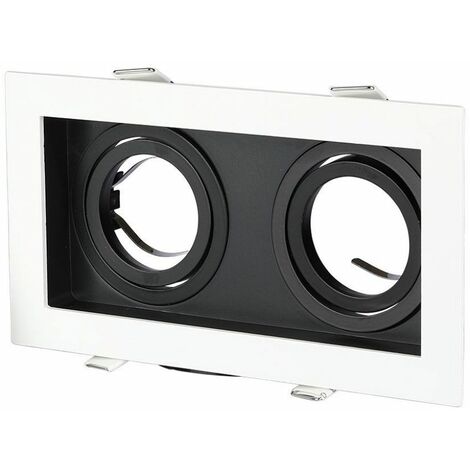 V-TAC Doppelter LED-Einbaustrahlerhalter 2GU10, einstellbare Farbe Schwarz und Weiß