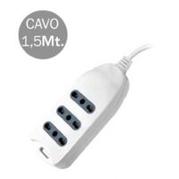 V-TAC Steckdosenleiste mit 1,5 m Kabel, 3 Steckdosen, 10/16 A, 2P+T, Zwei-Pass, mit Wandanschluss, mit 16 A, 2P+T-Stecker, Farbe Weiß