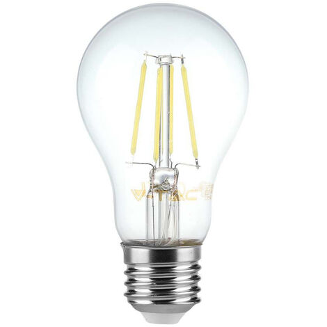 Bombilla LED V-TAC E27 de 6 W, A60, filamento blanco natural