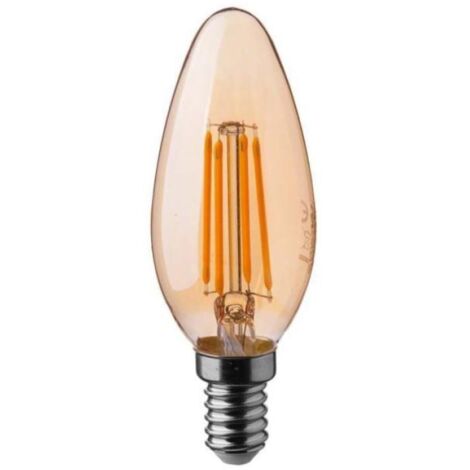 Bombilla LED de filamento tipo vela V-TAC E14 de 4 W, color ámbar y blanco cálido