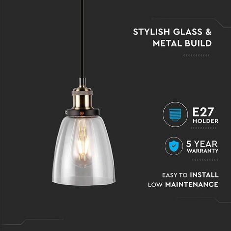 Lámpara de colgas LED Vintage de cristal y metal con portalà¡mparas E27 (60 W máximo) Color transparente (1/5)