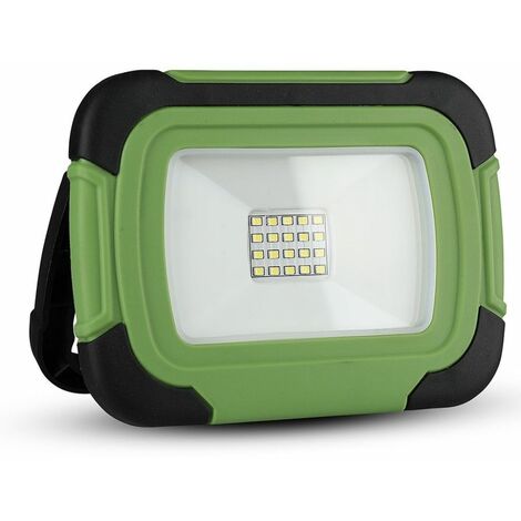 Foco LED V-TAC 10W con chip Samsung, recargable, con flash SOS, color negro y verde, blanco frío, IP44 (1/5)
