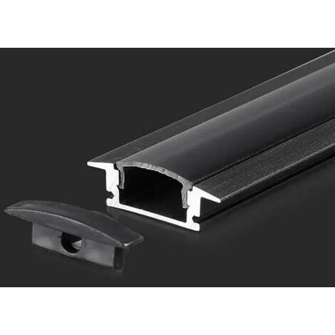Perfil de aluminio V-TAC para tiras LED, negro, 2000 x 24,7 x 7 mm