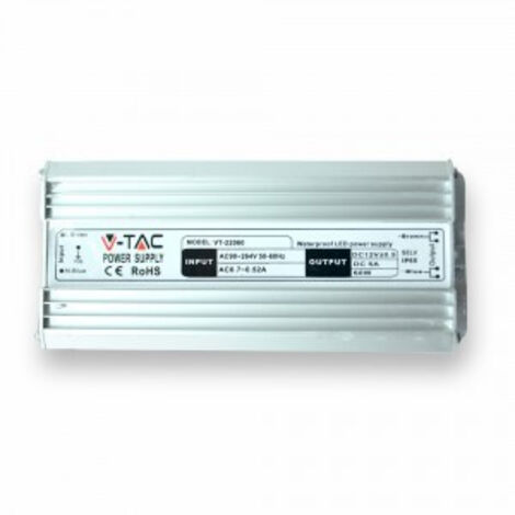 Fuente de alimentación de plástico V-TAC, 100 W, 24 V, 4,2 A, 1 salida, cable de soldadura, 192 x 52 x 37 mm, IP65