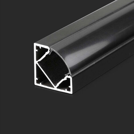 Perfil de aluminio de esquina negro V-TAC para tira de LED (2000 x 19 x 19 mm)