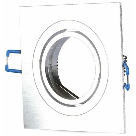 GU10 y GU5.3 (MR16) Portalà¡mparas LED empotrable cuadrado de aluminio cepillado ajustable