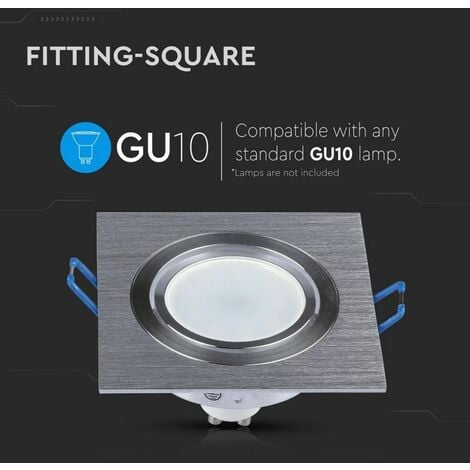GU10 y GU5.3 (MR16) Portalà¡mparas LED empotrable cuadrado de aluminio cepillado ajustable