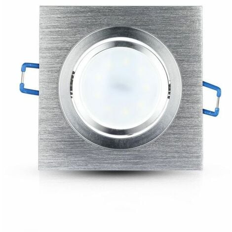 GU10 y GU5.3 (MR16) Portalà¡mparas LED empotrable cuadrado de aluminio cepillado ajustable