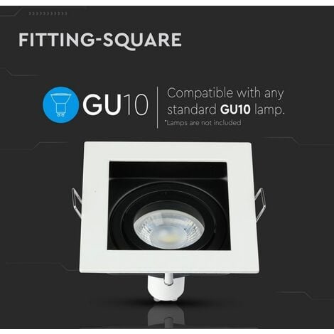 Portalà¡mparas LED empotrable cuadrado GU10 y GU5.3 (MR16) Color Blanco Ajustable