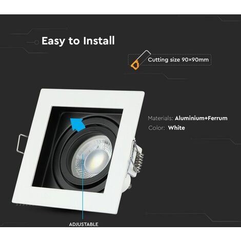 Portalà¡mparas LED empotrable cuadrado GU10 y GU5.3 (MR16) Color Blanco Ajustable