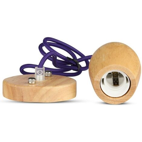 Lámpara de araña LED de madera V-TAC con portalámparas E27 (máx. 60 W) y cable morado (1/5)