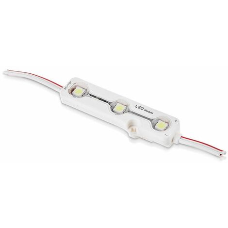 Módulo LED V-TAC SMD5050 de 0,72 W, 100 lm/W, 12 V, 3 LED, blanco frío, IP67, con cables de soldadura