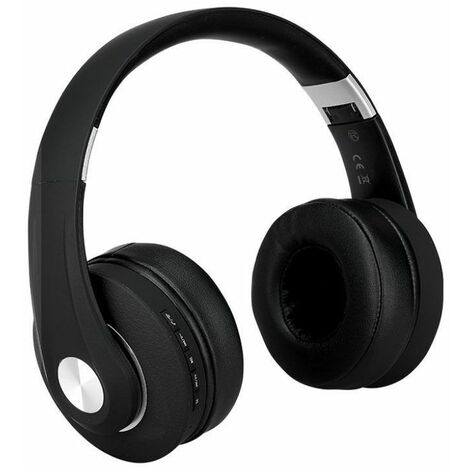 Auriculares inalámbricos Bluetooth V-TAC con diadema ajustable de 500 mAh, color negro, con estuche