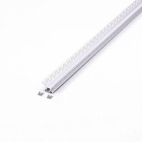 Perfil de aluminio V-TAC para tira LED empotrada en esquina interior satinada de 2 m