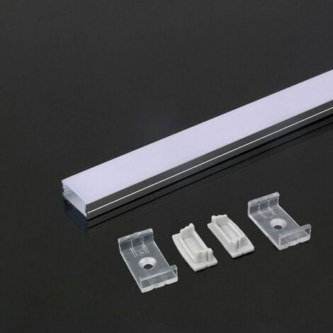 Perfil de empotrar aluminio para LED tira con difusor opaco PACK 10 metros  con soporte de