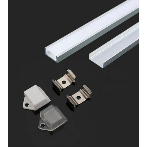 Perfil de aluminio plateado para tira LED (L mà¡x.: 12,5 mm) Cubierta satinada 2000 x 15,55 x 5,9 mm