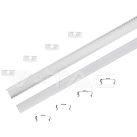 Perfil de aluminio plateado para tira LED (L mà¡x.: 12,5 mm) Cubierta satinada 2000 x 15,55 x 5,9 mm