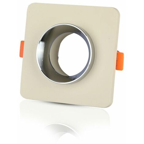 Portalámparas LED empotrable V-TAC GU10 en yeso cuadrado blanco con acabado cromado